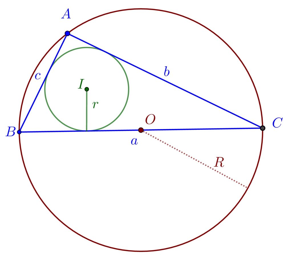 Triunghi dreptunghic înscris în cerc.