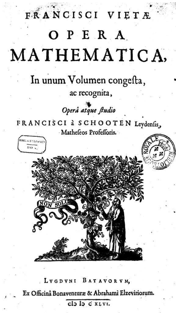 Pagina de copertă a "Opera Mathematica" publicată la Leiden în 1646 de Bonaventure și Abraham Elzevier.