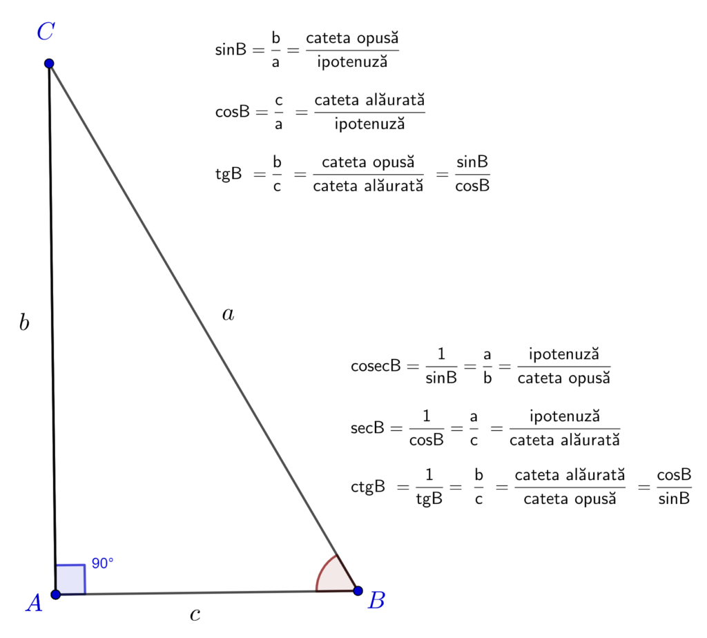 Cele 6 funcții trigonometrice: sin, cos, tg, cosec, sec, ctg