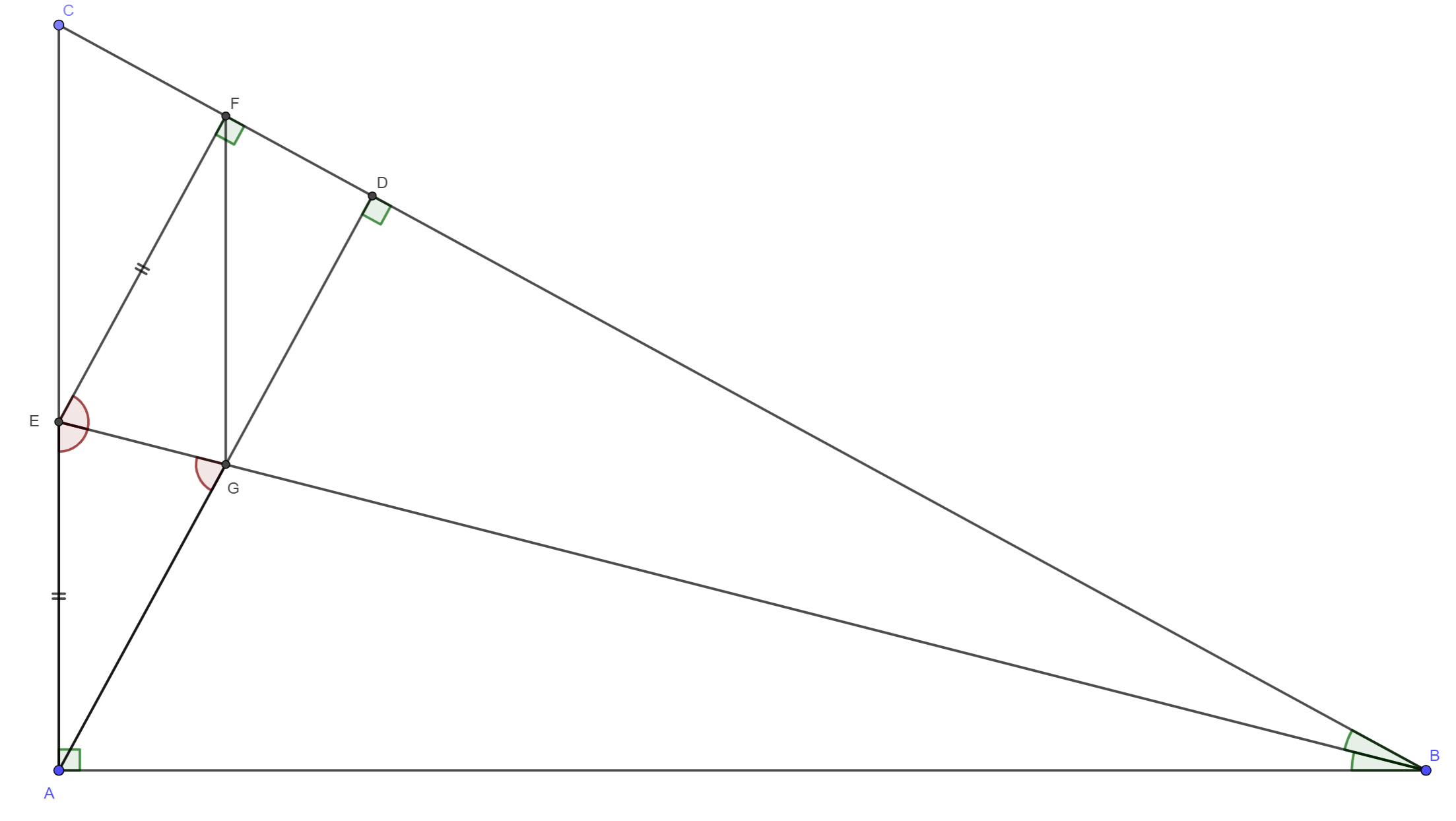 Triunghi dreptunghic cu înălțime  și bisectoare. Triunghi isoscel. Paralelogram.